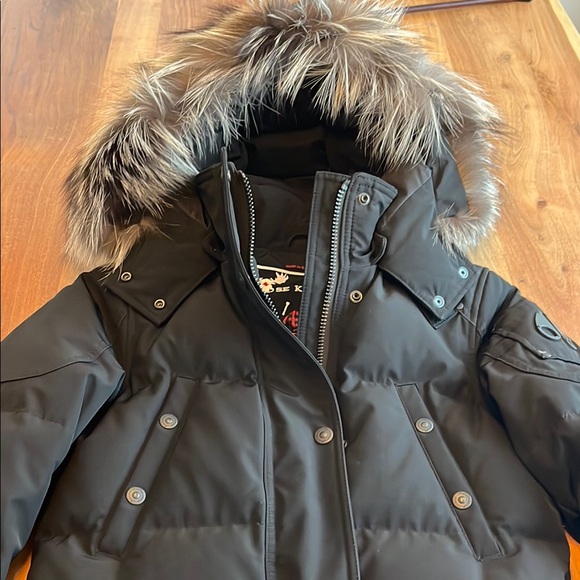 Moose Knuckles Black Parka with Fur Hood - Picture 2 of 12
